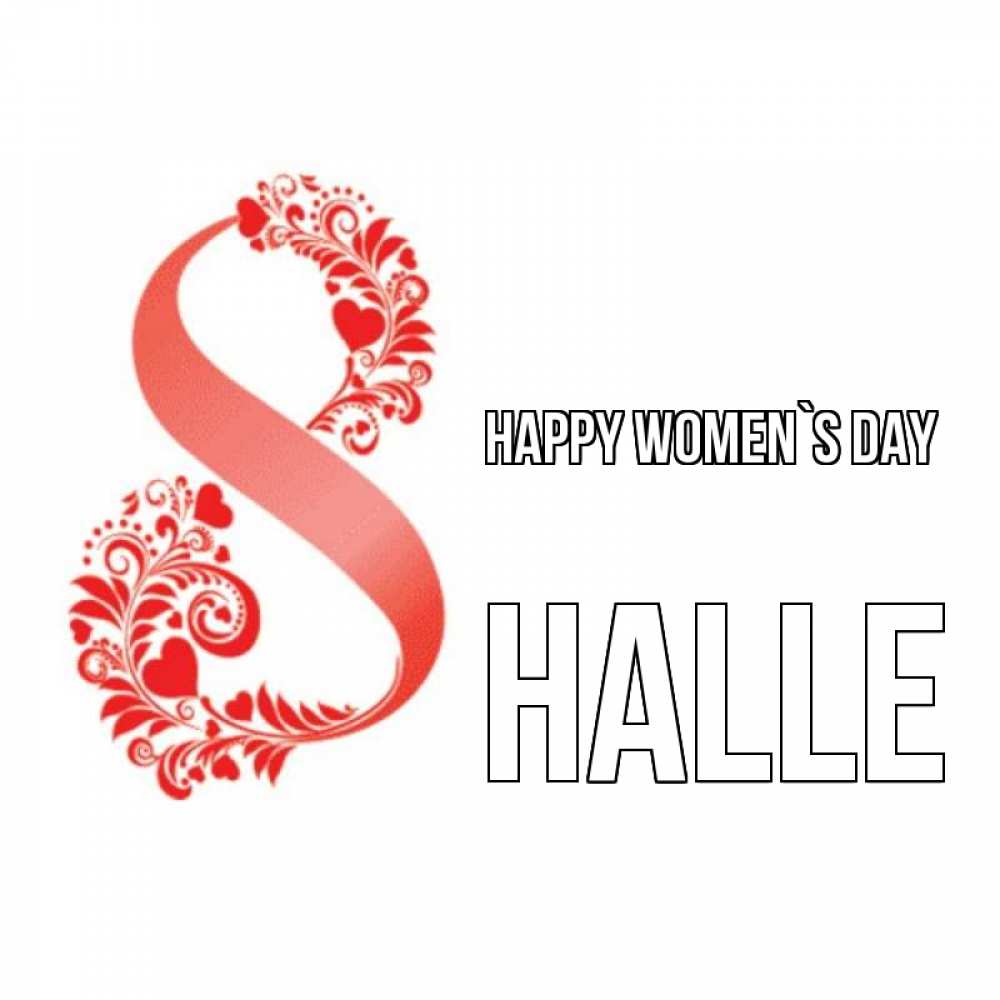 Greetings card с именем, Halle happy women`s day восьмерка из сердечек и листьев Greetings with text for free download 